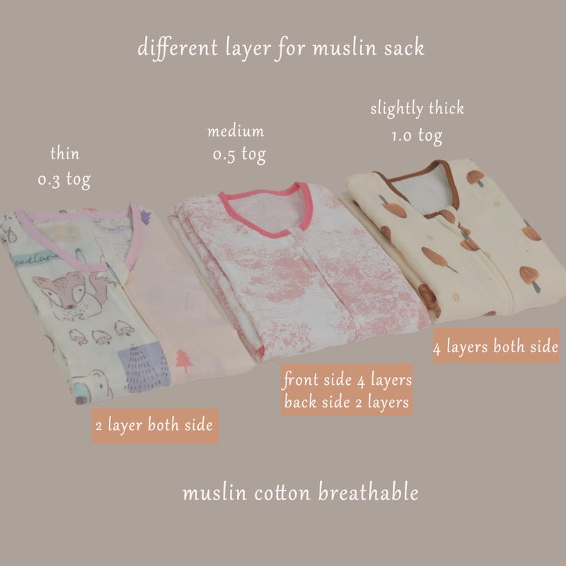 BLOOMSTAR Muslin Cotton Toddler Girl Sleeping Bag 0.5-0.7 TOG (2-3T) - Lightweight & Breathable Wearable Blanket, Sleeveless Sleep Sack with 4-Layer Front & 2-Layer Back, All-Season Use - Image 5